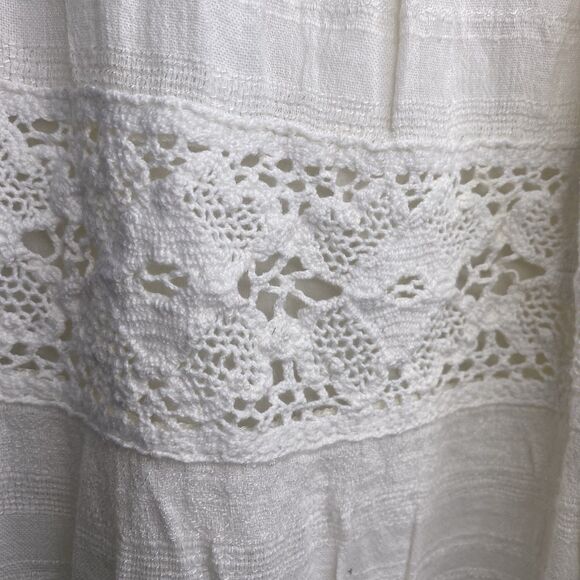 AMERICAN EAGLE Dress Crochet Lace Off Shoulder Short Sleeves Boho Womens L Cream - Picture 7 of 12